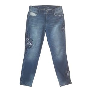 WHBM Skinny Crop Embellished Jeans